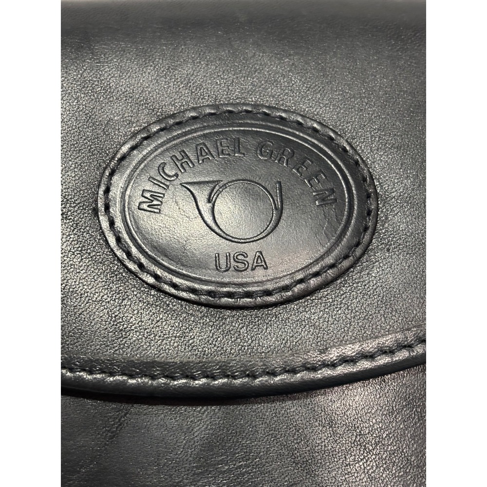 Vtg Michael Greene USA‎ Black Leather Crossbody Bag Passport Travel Minimalist - Picture 8 of 8